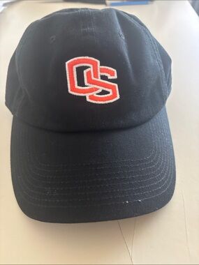 Nike Black Cap with Orange Swoosh Tag and White Interior Taping